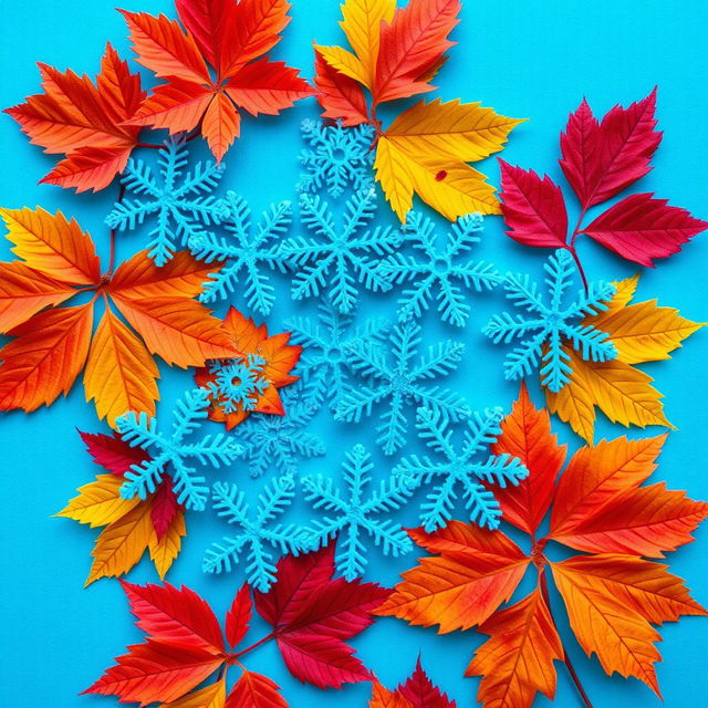 a beautiful arrangement of blue snowflakes delicately placed on a vibrant blue background