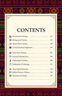 A beautifully designed table of contents inspired by Igorot indigenous culture