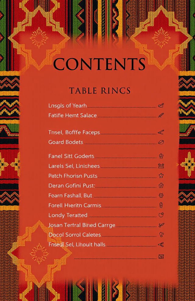 A beautifully designed table of contents inspired by Igorot indigenous culture