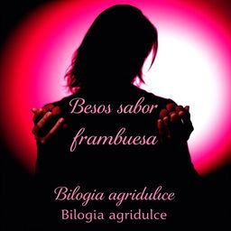 The silhouette of a man with long hair holding raspberries in his hands against a gradient background that transitions from black to white, red, and fuchsia