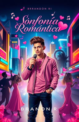 A romantic music album cover for an artist named Brandon R, inspired by the style of reggaeton stars like Bad Bunny, Nicky Jam, Farruko, and J Balvin