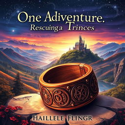 A captivating book cover for a fantasy novel, showcasing a breathtaking fantasy world filled with enchanting landscapes, featuring rolling hills, ancient forests, and a shimmering lake