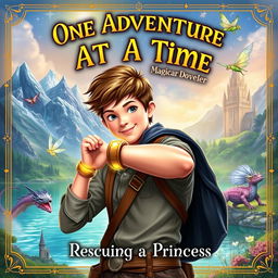 An interesting fantasy novel book cover featuring a heroic teen boy in a magical world