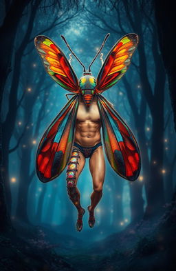 An insect magically transforming into a man, showcasing the process of metamorphosis