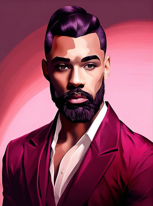 Digital art of rapper Drake reimagined as a woman with long hair, makeup, and wearing a stylish burgundy dress.