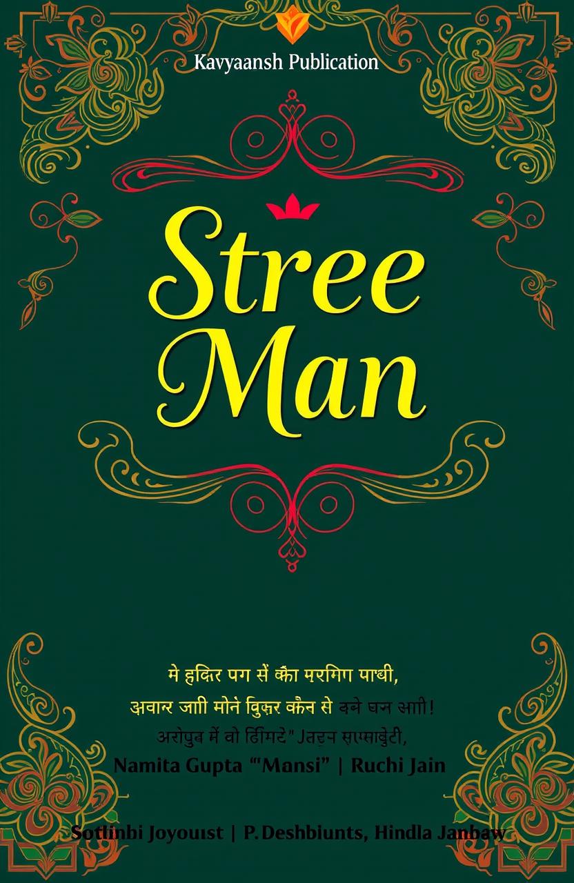 A beautifully designed cover for a Hindi book titled 'Stree Man', showcasing an elegant blend of modern and traditional design elements
