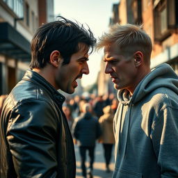 A tense scene depicting two men in a heated argument