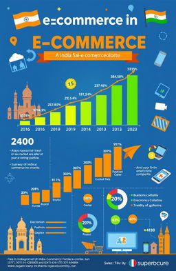 An infographic illustrating the growth of e-commerce in India over the years