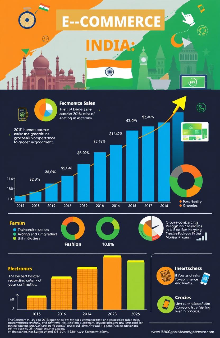 An infographic illustrating the growth of e-commerce in India over the years