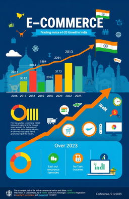 An infographic illustrating the growth of e-commerce in India over the years