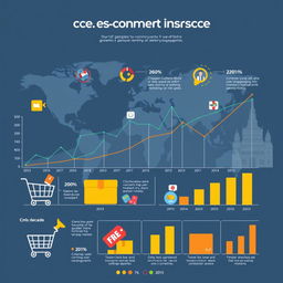 An informative infographic showcasing the global growth of e-commerce over the past decade