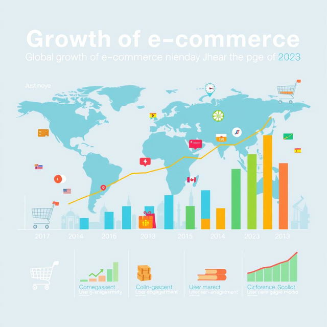 An informative infographic showcasing the global growth of e-commerce over the past decade