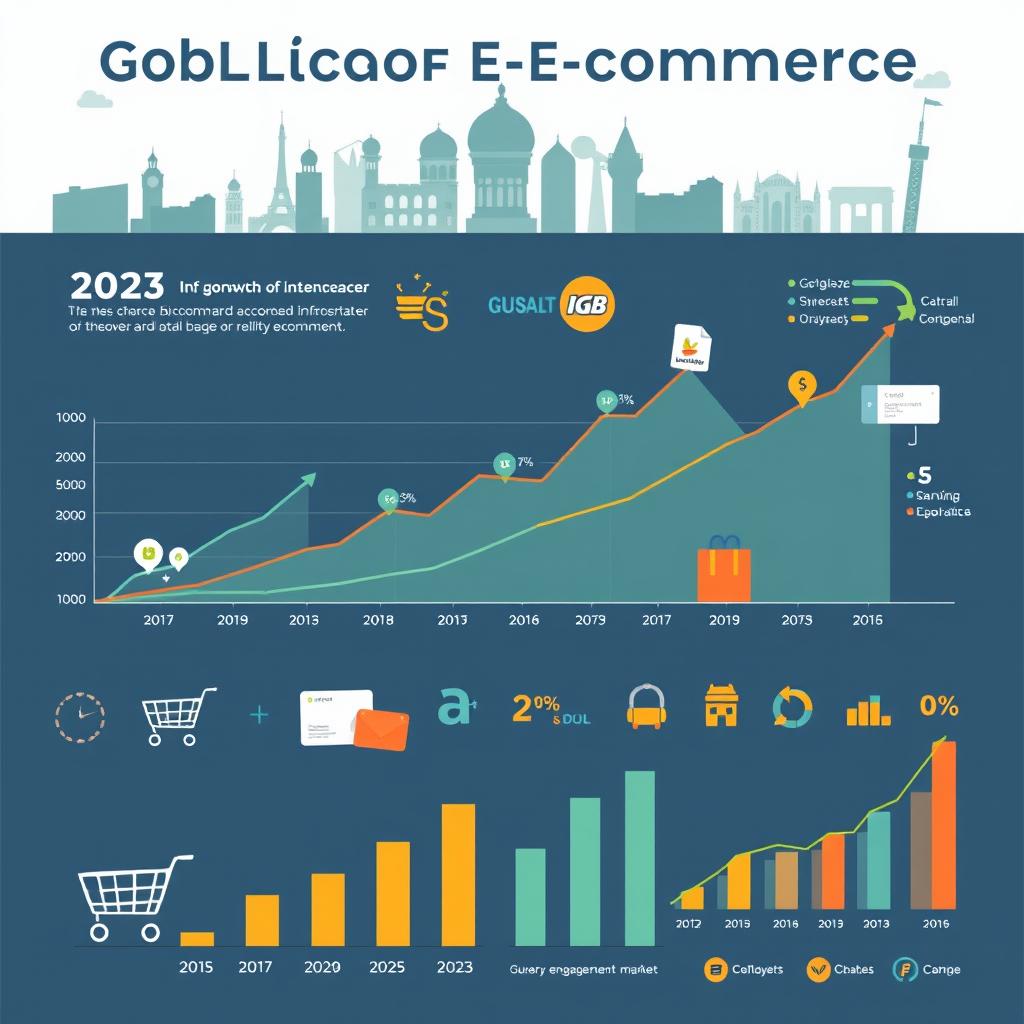 An informative infographic showcasing the global growth of e-commerce over the past decade