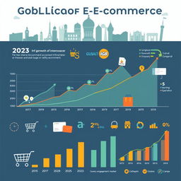 An informative infographic showcasing the global growth of e-commerce over the past decade