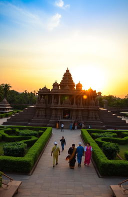 A stunning view of the Konark Sun Temple in Odisha, India, showcasing its intricate stone carvings and architectural details