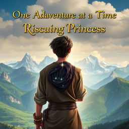 An enchanting book cover featuring a black wavy-haired teenage boy in medieval clothing, standing with his back to the viewer