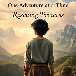 An enchanting book cover featuring a black wavy-haired teenage boy in medieval clothing, standing with his back to the viewer