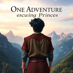 An enchanting book cover featuring a black wavy-haired teenage boy in medieval clothing, standing with his back to the viewer