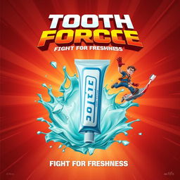 An action movie poster featuring a bold and dynamic design that showcases a tube of toothpaste as the hero