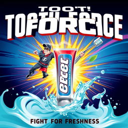 An action movie poster featuring a bold and dynamic design that showcases a tube of toothpaste as the hero