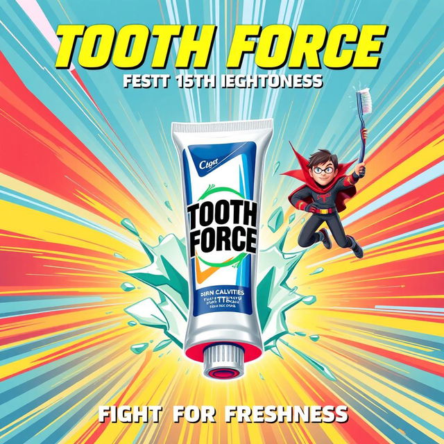 An action movie poster featuring a bold and dynamic design that showcases a tube of toothpaste as the hero