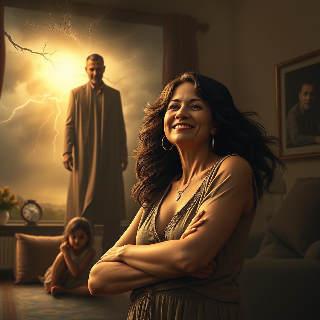 A poignant scene depicting the life journey of a strong and resilient woman