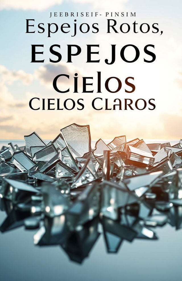 A book cover titled "Espejos Rotos, Cielos Claros" that conveys a sense of contrast between fragility and hope