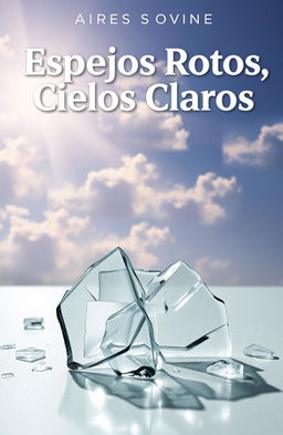 A book cover titled "Espejos Rotos, Cielos Claros" that conveys a sense of contrast between fragility and hope