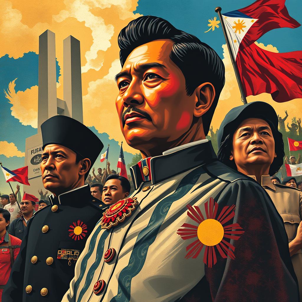 A vibrant and historical representation of the Filipino reform movement through art, showcasing key figures such as José Rizal and other reformists