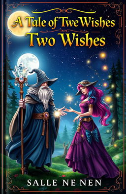 A captivating book cover for a fantasy novel titled 'A Tale of Two Wishes'