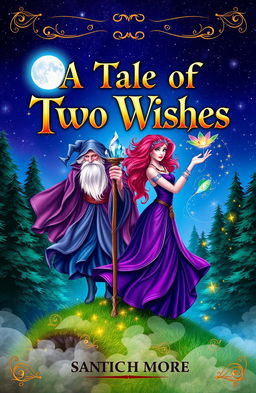 A captivating book cover for a fantasy novel titled 'A Tale of Two Wishes'