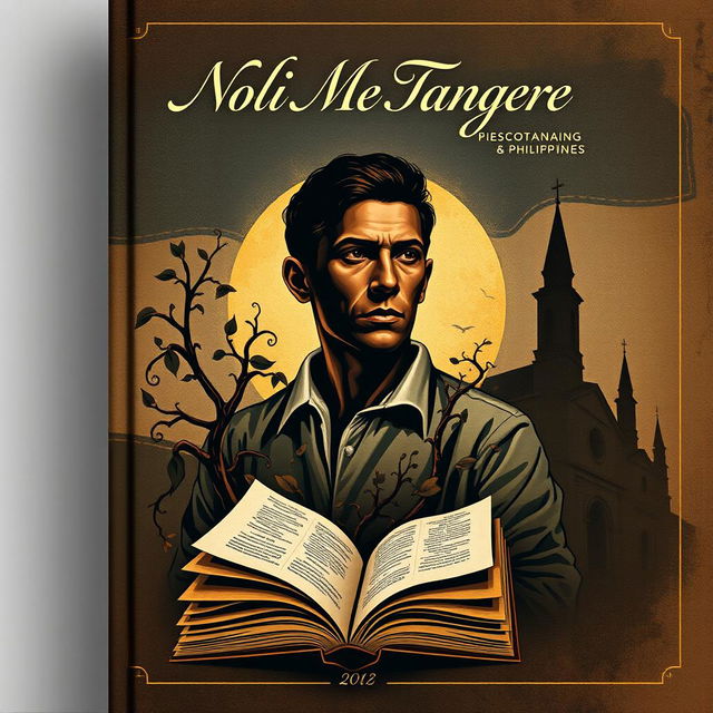 An artistic cover for 'Noli Me Tangere,' capturing the essence of the novel's themes of social justice and reform in colonial Philippines