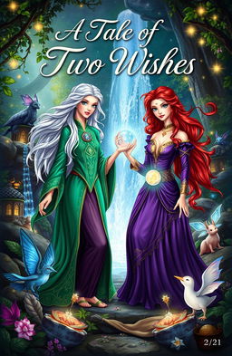 A magical and enchanting scene from the fantasy book titled 'A Tale of Two Wishes'