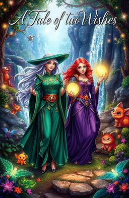 A magical and enchanting scene from the fantasy book titled 'A Tale of Two Wishes'