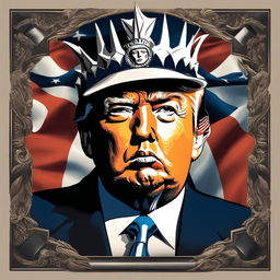 Donald Trump reimagined as a gangster rapper on a SoundCloud album cover with intricate face tattoos including an eagle on his forehead, Statue of Liberty on his cheek and a teardrop under his eye