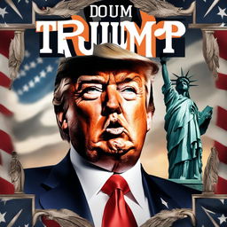 Donald Trump reimagined as a gangster rapper on a SoundCloud album cover with intricate face tattoos including an eagle on his forehead, Statue of Liberty on his cheek and a teardrop under his eye