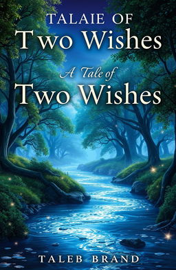 A mystical fantasy book cover titled 'A Tale of Two Wishes' featuring an enchanting landscape that visually expresses the theme of love and separation