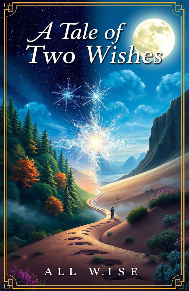 A captivating fantasy book cover for 'A Tale of Two Wishes'