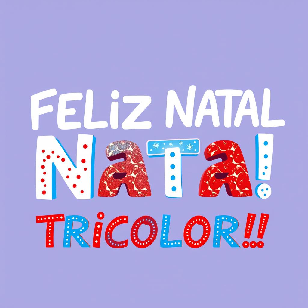 A vibrant and festive design featuring the Brazilian Portuguese phrase "FELIZ NATAL GALERA TRICOLOR!!!"