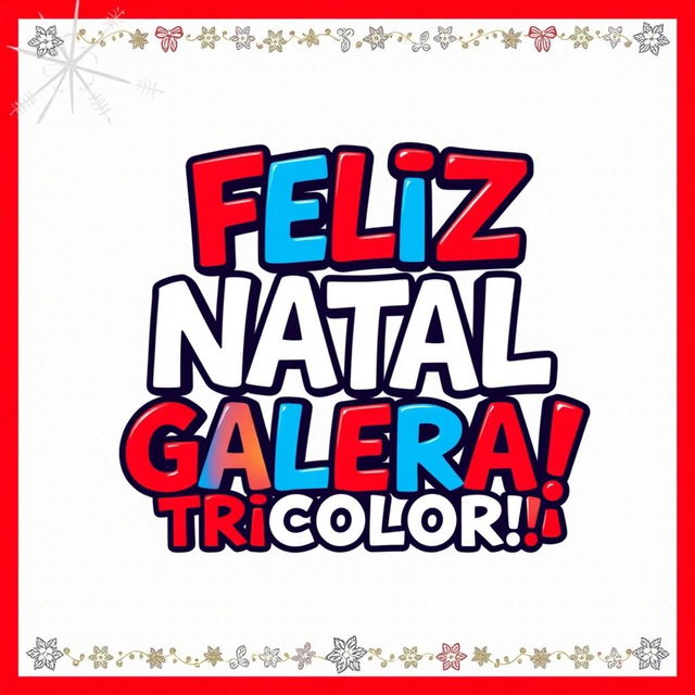 A vibrant and festive design featuring the Brazilian Portuguese phrase "FELIZ NATAL GALERA TRICOLOR!!!"