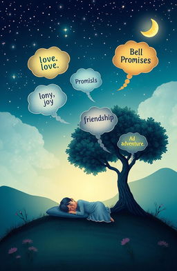 A whimsical, dream-like scene reflecting the theme of promises made while sleeping