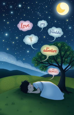 A whimsical, dream-like scene reflecting the theme of promises made while sleeping
