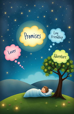 A whimsical, dream-like scene reflecting the theme of promises made while sleeping