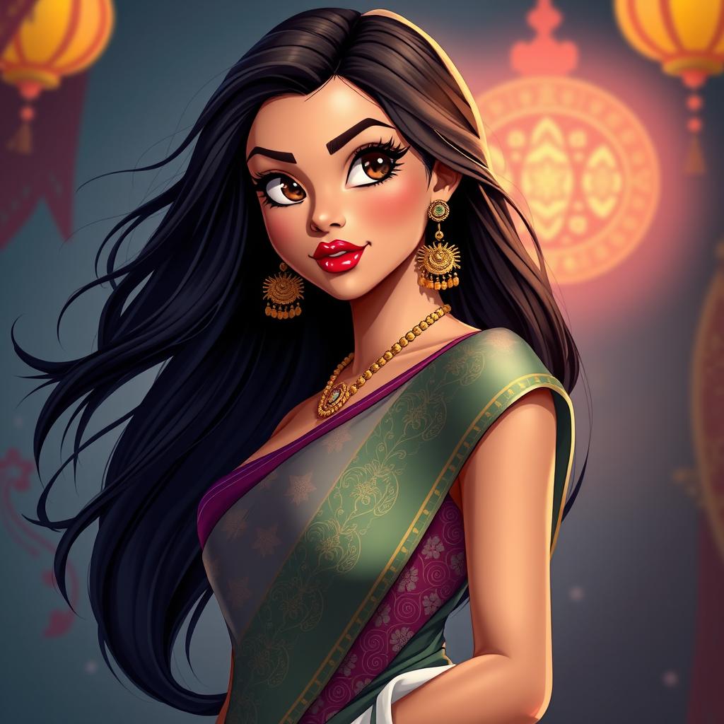 A hot figure with fair skin, large expressive eyes, and a straight nose