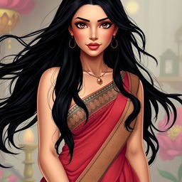 A hot figure with fair skin, large expressive eyes, and a straight nose