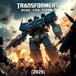 An exhilarating movie poster for 'Transformers 8: Rise of the Titans (2025)', capturing the epic scale and excitement of this installment