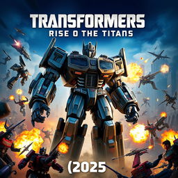 An exhilarating movie poster for 'Transformers 8: Rise of the Titans (2025)', capturing the epic scale and excitement of this installment