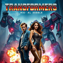 An exciting movie poster for 'TRANSFORMERS 8 Teaser (2025)', prominently featuring Shia LaBeouf and Megan Fox in dynamic poses, showcasing their iconic roles in the Transformers universe