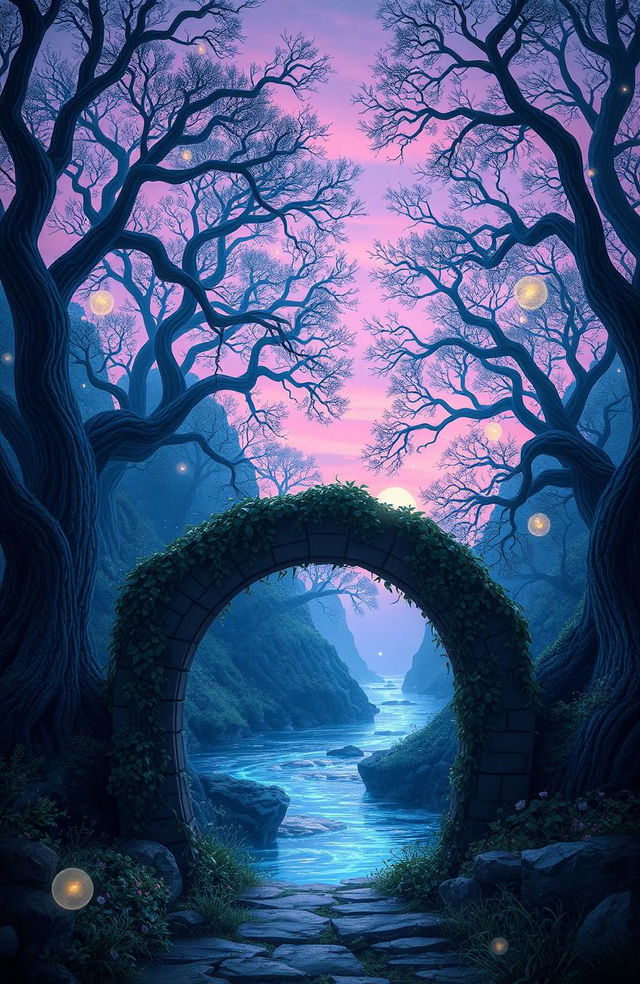 An enchanting fantasy landscape for a novel titled 'A Tale of Two Wishes' by Willkyy