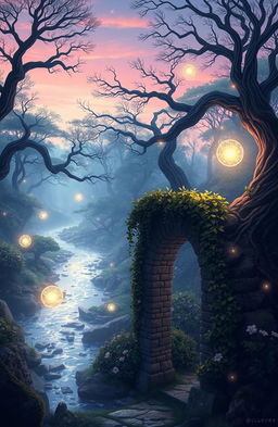 An enchanting fantasy landscape for a novel titled 'A Tale of Two Wishes' by Willkyy
